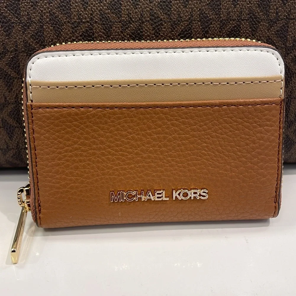 Michael Kors Jet Set Travel Md Zip Around Color-Block Wallet Card Case Luggage